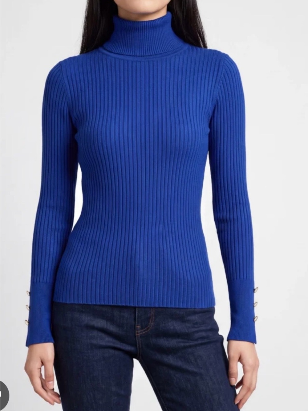 White House Black Market Cobalt Ribbed Turtleneck Sweater